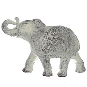 Elefant polyresin hvidt slidt h:13cm